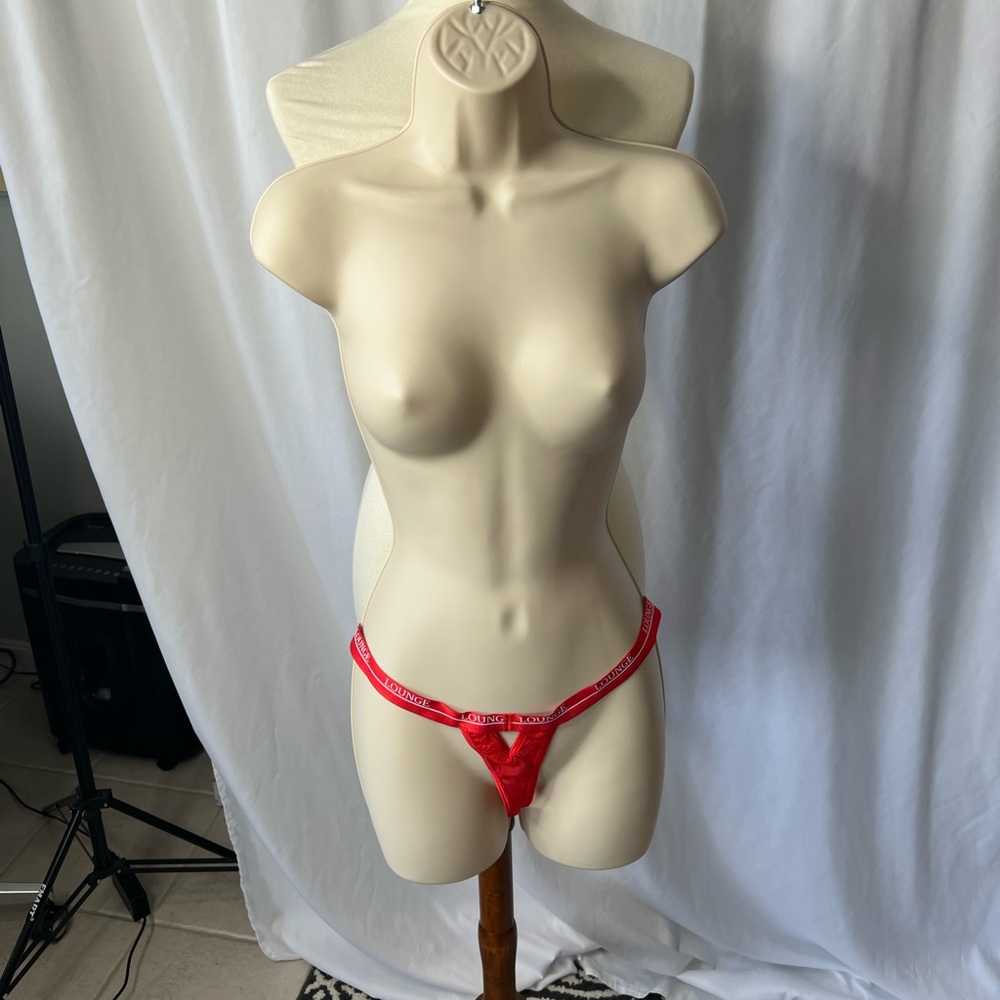 Lounge Red Lace Thong Panties | Logo Waistband | Size M. New with no tags